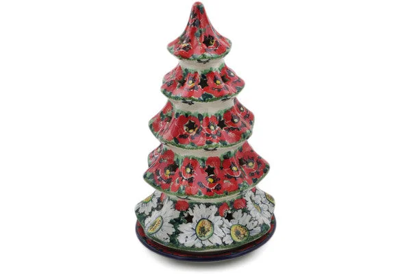 10" Christmas Tree Candle Holder - Sweet Red Petals