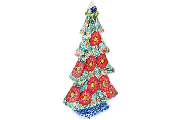 12" Christmas Tree Figurine - Red Hibiscus