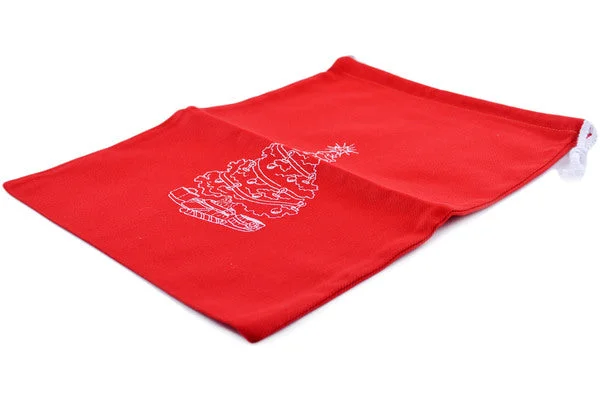 14" Linen Bag - Red Christmas Tree