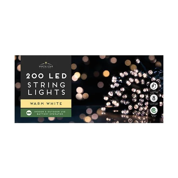 200 Led B/o String Lights Warm White