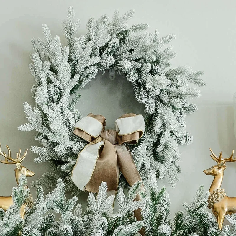 24" Queen Flock® Wreath Unlit | King of Christmas