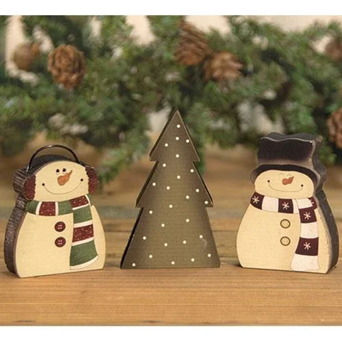 3 Set Snowman Tree Blocks