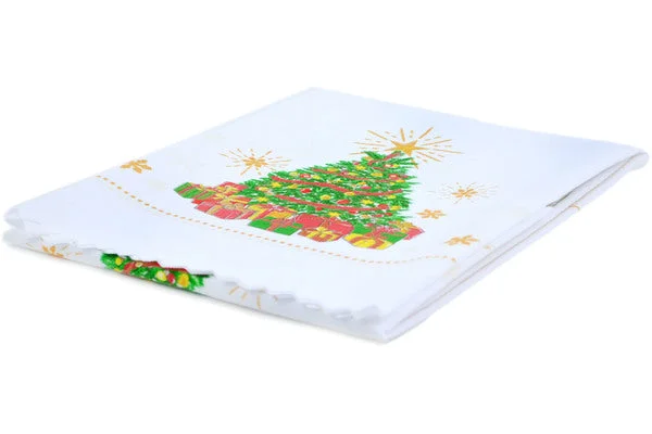 32" Square Tablecloth 34 inches - Twinkling Christmas Tree