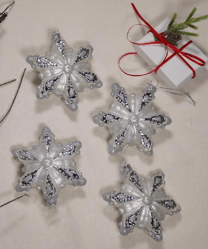 Snowflake Glass Ornament (4 Pack)