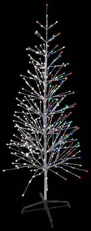 5.5' Color-Changing LED Silver-Wrapped Birch Tree (Warm White to Multi)