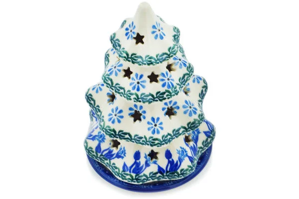 6" Christmas Tree Candle Holder - Blue Butterfly