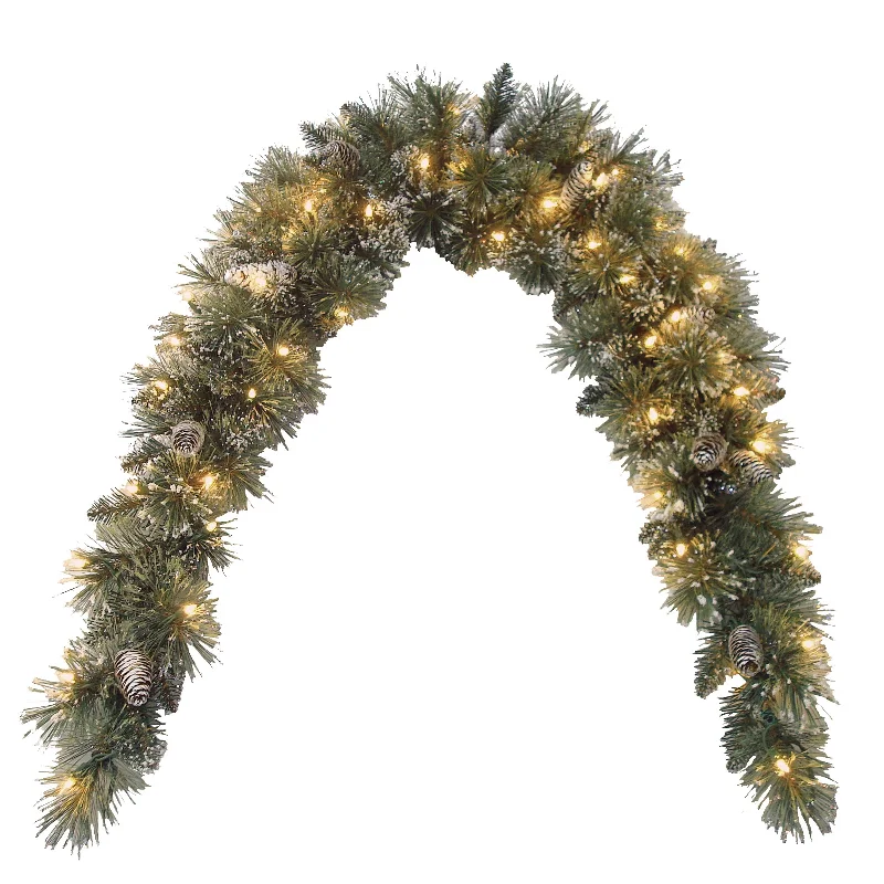 6 ft. Pre-Lit Glittery Bristle Pine Mantel Swag with Clear Lights