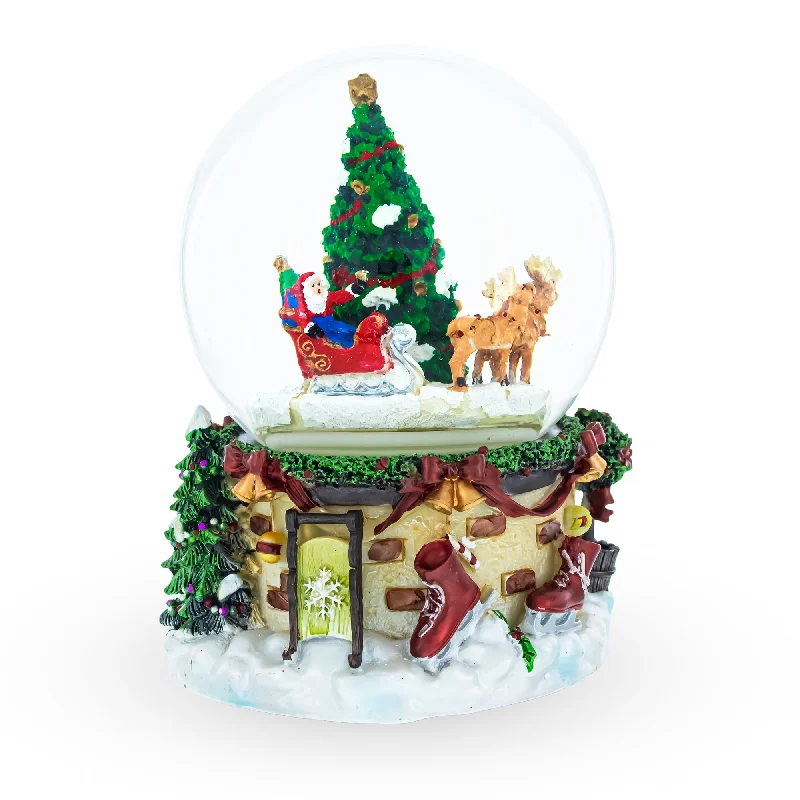 Rotating Santa's Tree Serenade Musical Water Globe