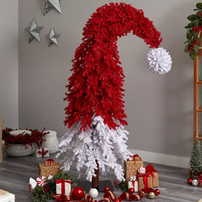 9’ Holiday Red Santa’s Hat Christmas Tree with 600 LED lights and 1992 Bendable Branches Bendable Whoville Tree