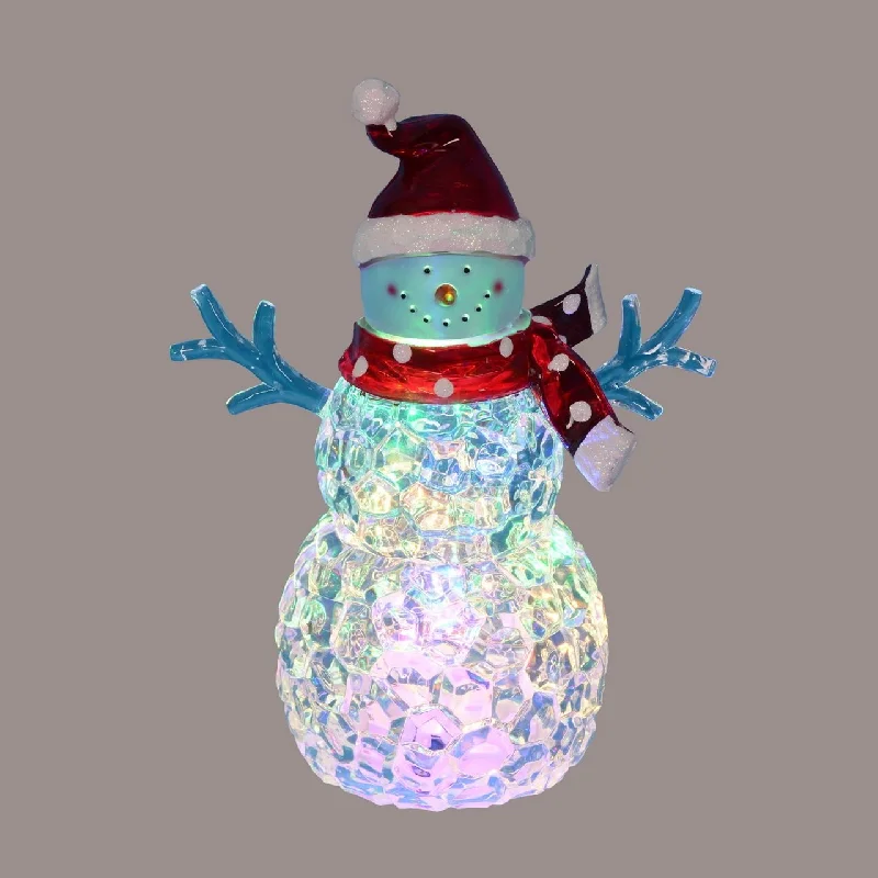 9" Battery-Operated Light Up Acrylic Snowman Figurines