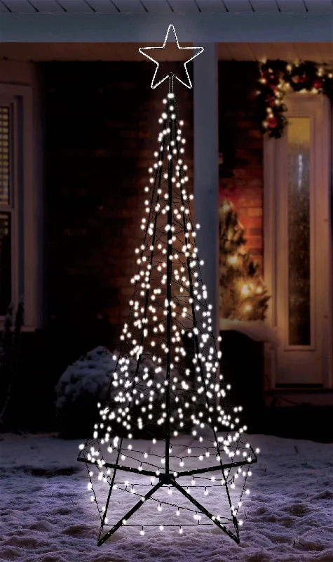 9' LED Spire Tree With Star Yard Art Decoration