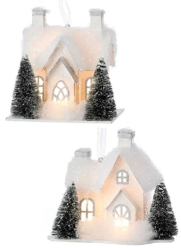 5" Battery-Operated LED Snowy White Christmas Village House