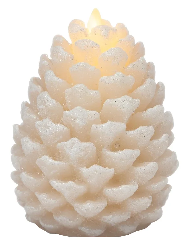 Battery-Operated LED Wax Pine Cone Candle with Timer