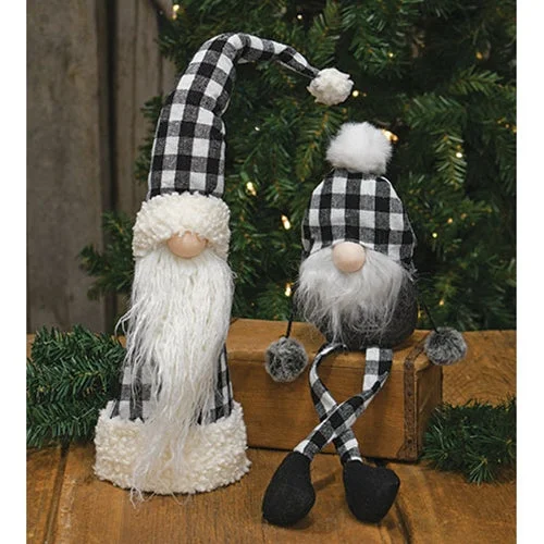 Black & White Buffalo Check Gnome Tree Topper