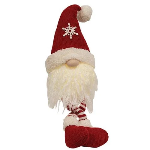 Candy Cane Striped Dangle Leg Gnome w LED Light