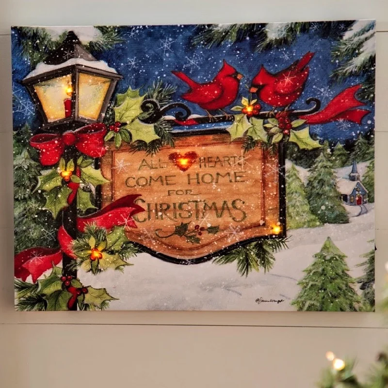 Christmas Lamp Post Battery-Operated LED Canvas