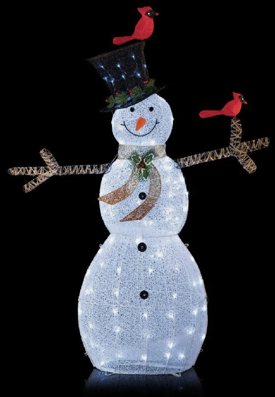 6' Cool White LED Mesh Cloth Snowman Lighted Decoration