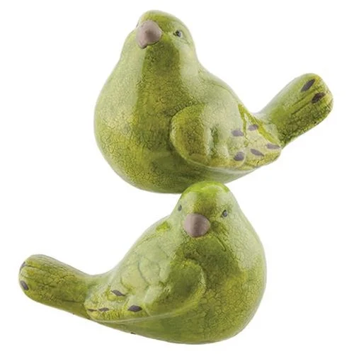 Crackled Green Resin Bird 2 Asstd