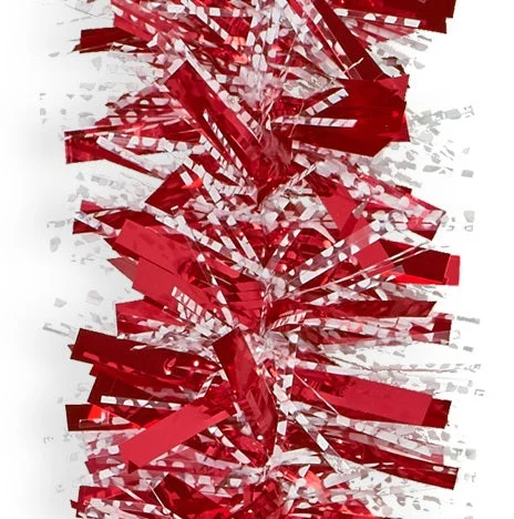 15' Fantasy Snowy Red Tinsel Christmas Garland