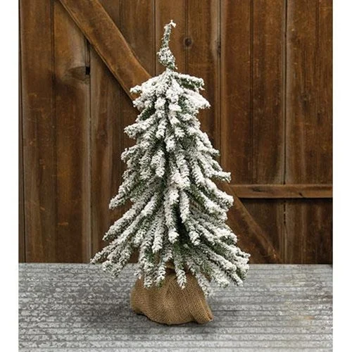 Flocked Mini Downswept Tree With Burlap Base, 24"