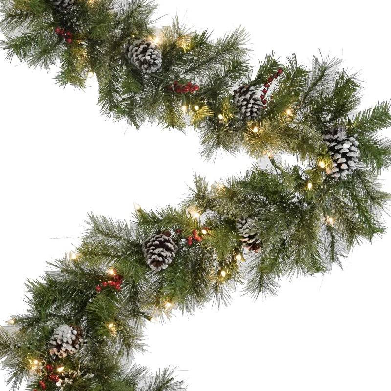 9' Frosted Mountain Ridge Pre-Lit Artificial Garland