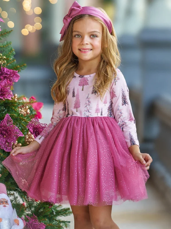 Winter Blush Tree Print Tulle Tutu Dress