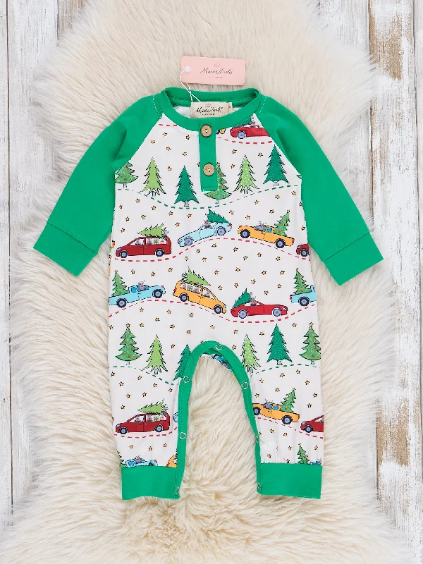 Green Raglan Tree Farm Romper