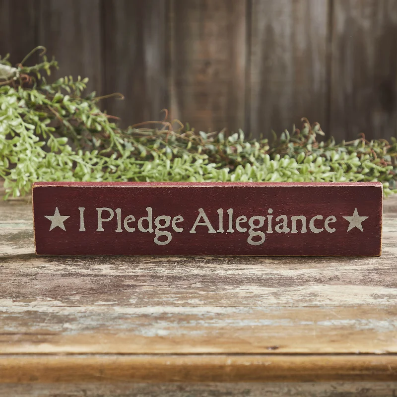 I Pledge Allegiance Red Wooden Sign 2.75x13