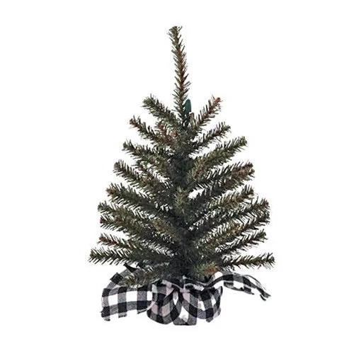 Large Pine Tree w White Black Plaid Base 125