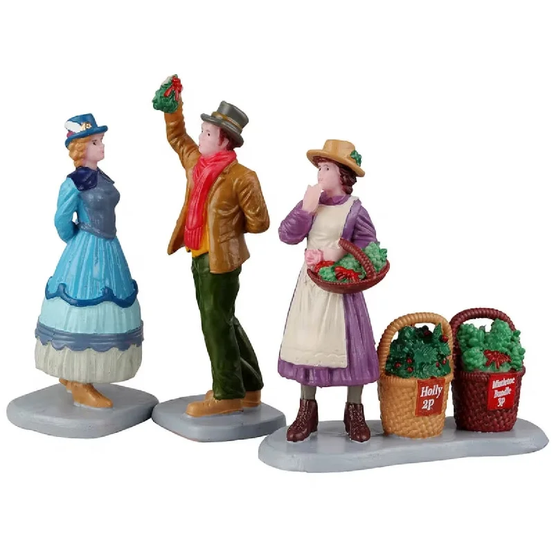 Lemax Caddington Village Figurines: Under the Mistletoe, Set of 3 #22116