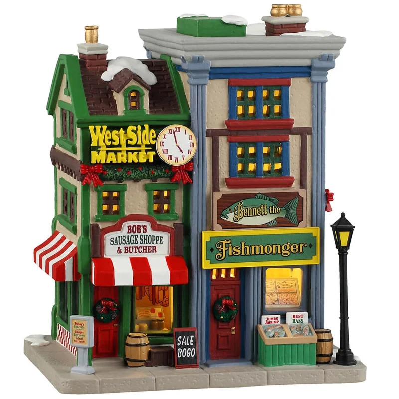 NEW 2024 Lemax Caddington Village Lighted Building: West Side Market Shops #45244