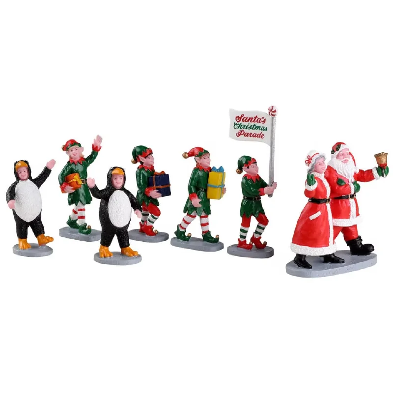 Lemax Caddington Village Table Accents: Santa's Elf Parade, Set of 7 #23592