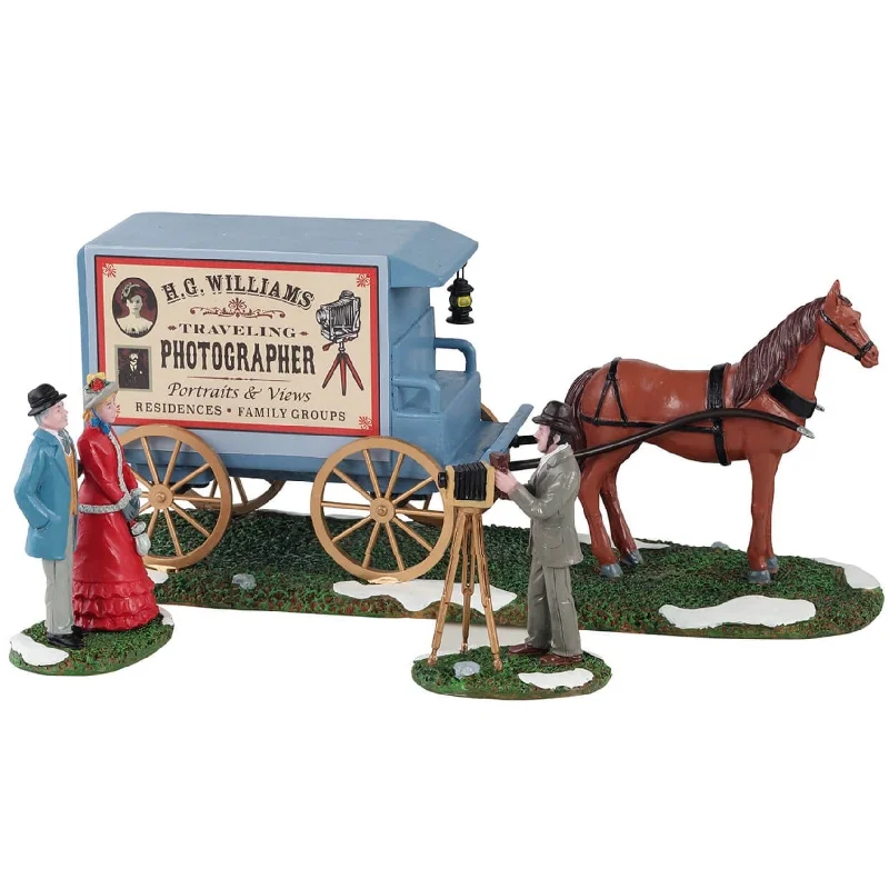 Lemax Caddington Village Table Piece: Traveling Photographer Wagon, Set of 3 #13561