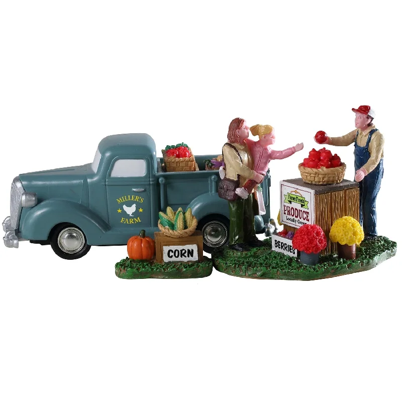 Lemax Harvest Crossing Table Piece: Buy Local, Set of 3 #93428