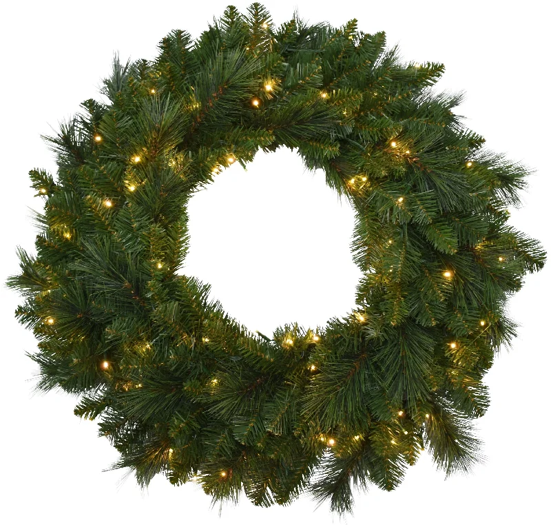 30" Mountain Spruce Wreath with 100 Starry Warm White LED Lights