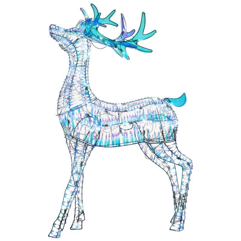 48 in. Pre Lit Iridescent Reindeer Decoration with Cool White LED Lights