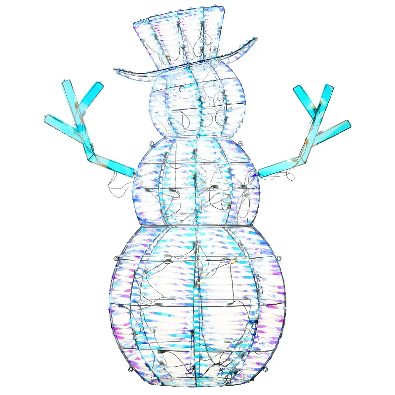 48 in. Pre Lit Iridescent Snowman Decoration, Cool White LED Lights