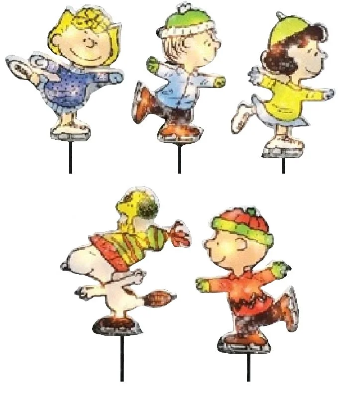 26" Peanuts Skating Christmas Pathway Markers (Set of 5)