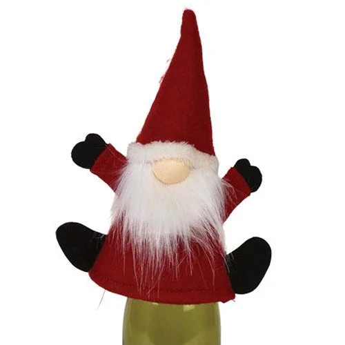 Plush Red Santa Gnome Bottle Topper w LED Light