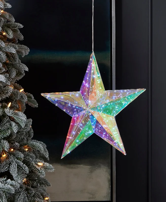 Prismatic Iridescent Traditional Star 14", LED lights