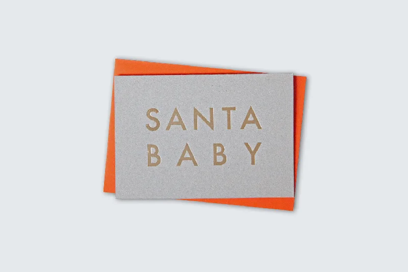 Santa Baby Card | Brass on Recycled Grey | Foil Blocked | by Ola