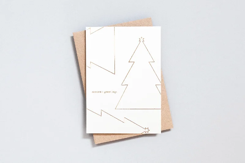 Season's Greetings Card | Tree Motif | Copper on Recycled Natural | Foil Blocked | by Ola