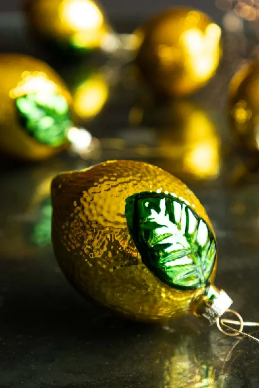 Set Of 6 Lemon Christmas Decorations