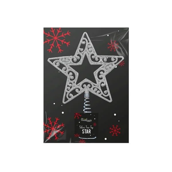 Silver Tree Top Star 14cm