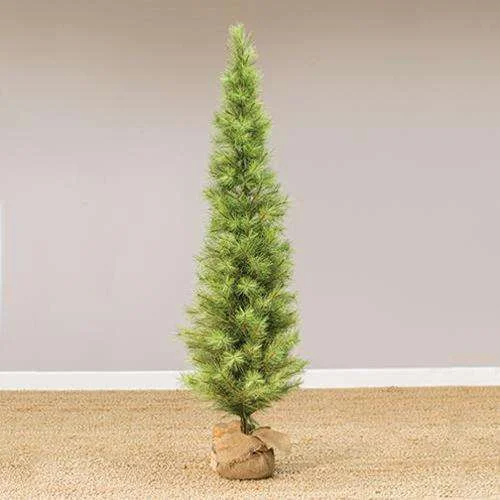 Slim Long Needle Pine Tree w/Burlap Base, 6 ft.