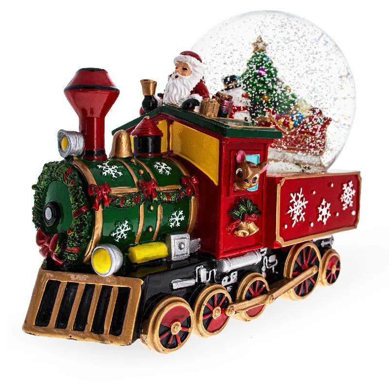 Santa Train Express Delivering Tree Musical Water Globe