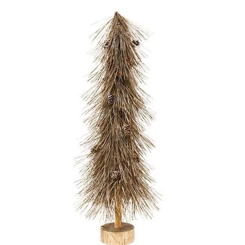 Sparkle Bottle Brush Tree With Pine Cones on Base 21