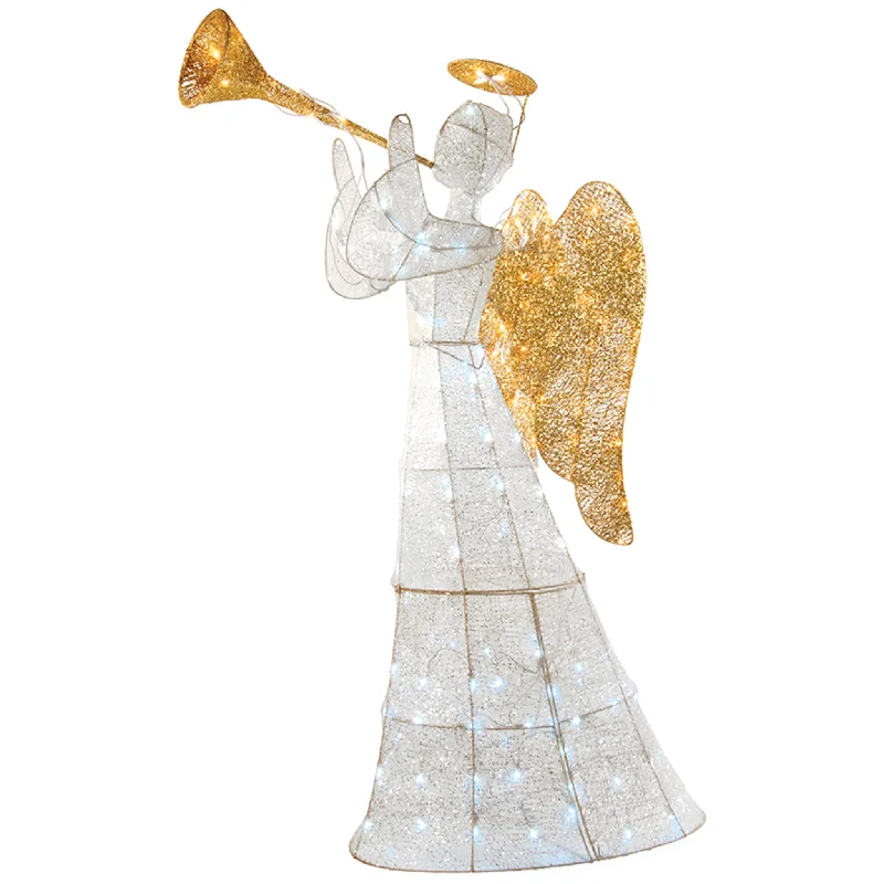 60 in. White Angel Decoration with LED Lights