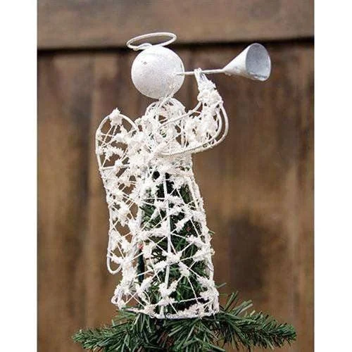 White Glitter Angel Tree Topper