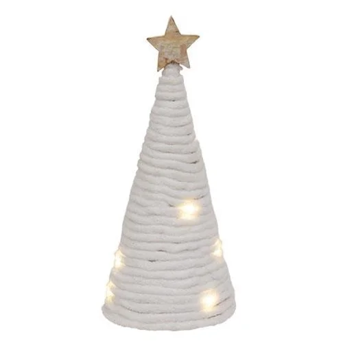 White Yarn Christmas Tree w LED Lights Small